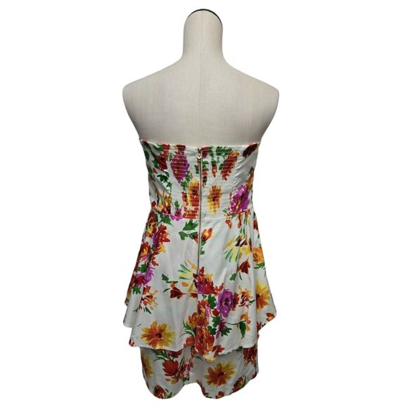 Betsey Johnson Peplum Floral Strapless Mini Dress Womens Size 14 Sweetheart - Picture 2 of 11